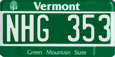 VT license plate NHG353