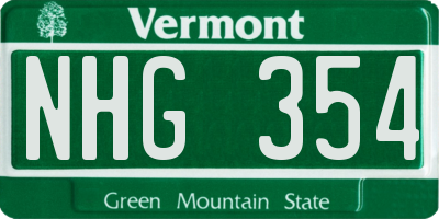 VT license plate NHG354