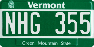 VT license plate NHG355