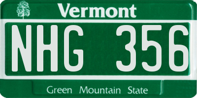 VT license plate NHG356