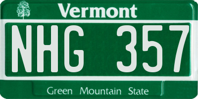 VT license plate NHG357