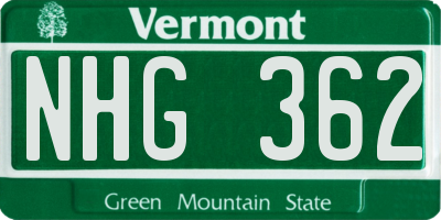 VT license plate NHG362