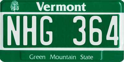 VT license plate NHG364
