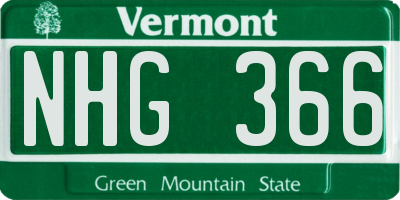 VT license plate NHG366