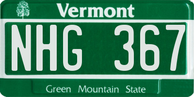 VT license plate NHG367