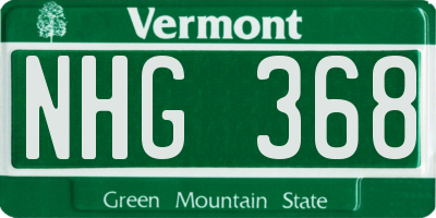 VT license plate NHG368
