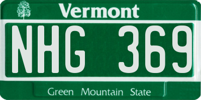 VT license plate NHG369