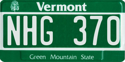 VT license plate NHG370