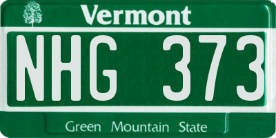 VT license plate NHG373