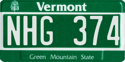 VT license plate NHG374