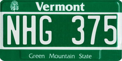 VT license plate NHG375
