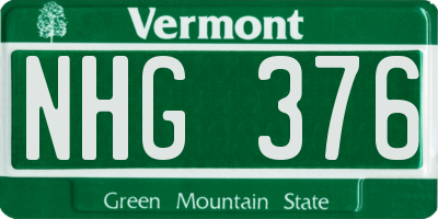 VT license plate NHG376