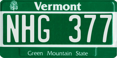 VT license plate NHG377