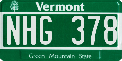 VT license plate NHG378