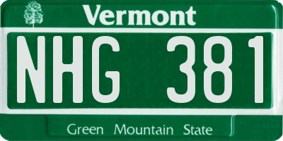 VT license plate NHG381