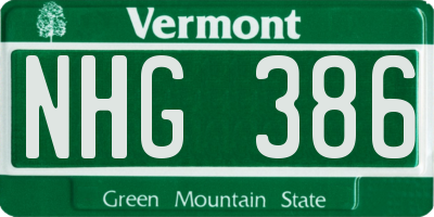 VT license plate NHG386