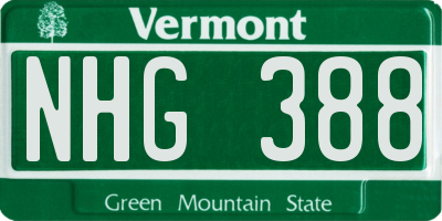 VT license plate NHG388