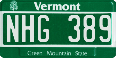 VT license plate NHG389