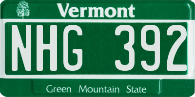 VT license plate NHG392