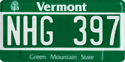 VT license plate NHG397