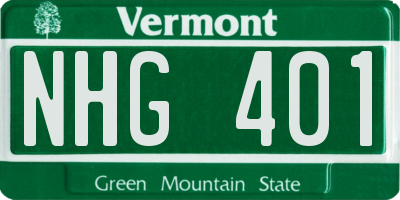 VT license plate NHG401