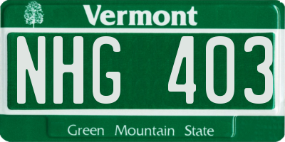 VT license plate NHG403