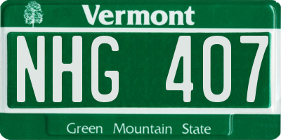 VT license plate NHG407