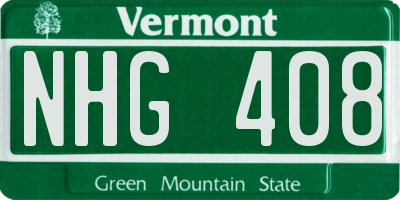 VT license plate NHG408