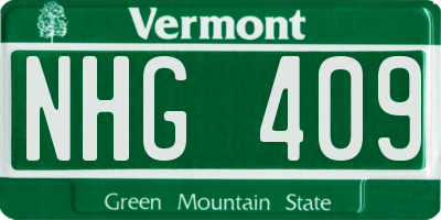 VT license plate NHG409