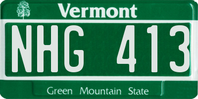 VT license plate NHG413