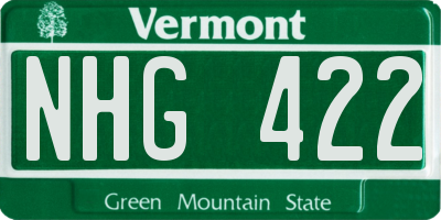 VT license plate NHG422