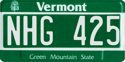 VT license plate NHG425