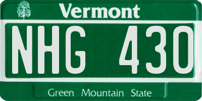 VT license plate NHG430