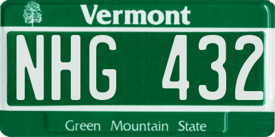 VT license plate NHG432