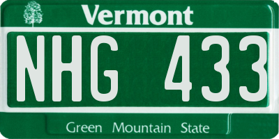 VT license plate NHG433
