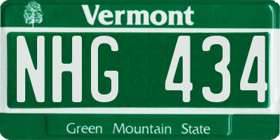 VT license plate NHG434