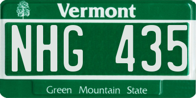 VT license plate NHG435