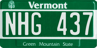 VT license plate NHG437