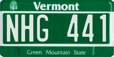 VT license plate NHG441