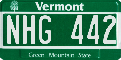 VT license plate NHG442