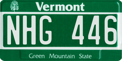 VT license plate NHG446