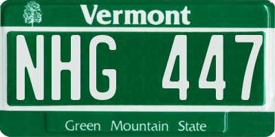 VT license plate NHG447