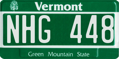 VT license plate NHG448