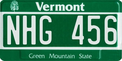 VT license plate NHG456