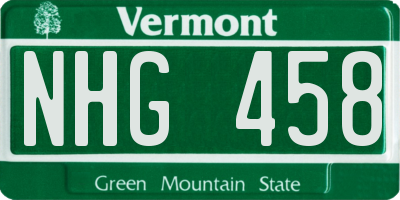 VT license plate NHG458