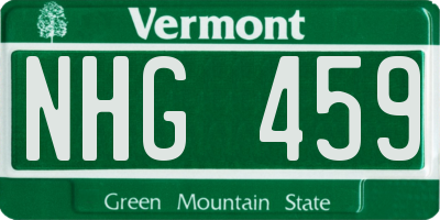 VT license plate NHG459