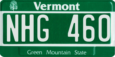 VT license plate NHG460