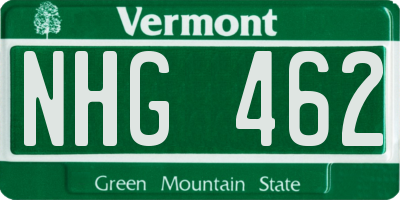 VT license plate NHG462