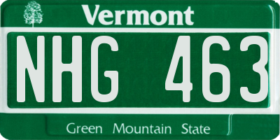 VT license plate NHG463
