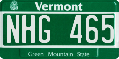 VT license plate NHG465